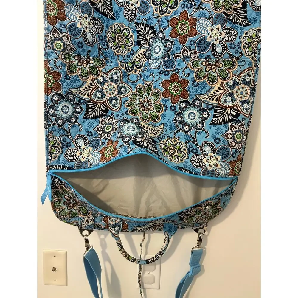 Vera Bradley Retired Bali Blue Brown Paisley Floral Hanging Quilted Garment Bag